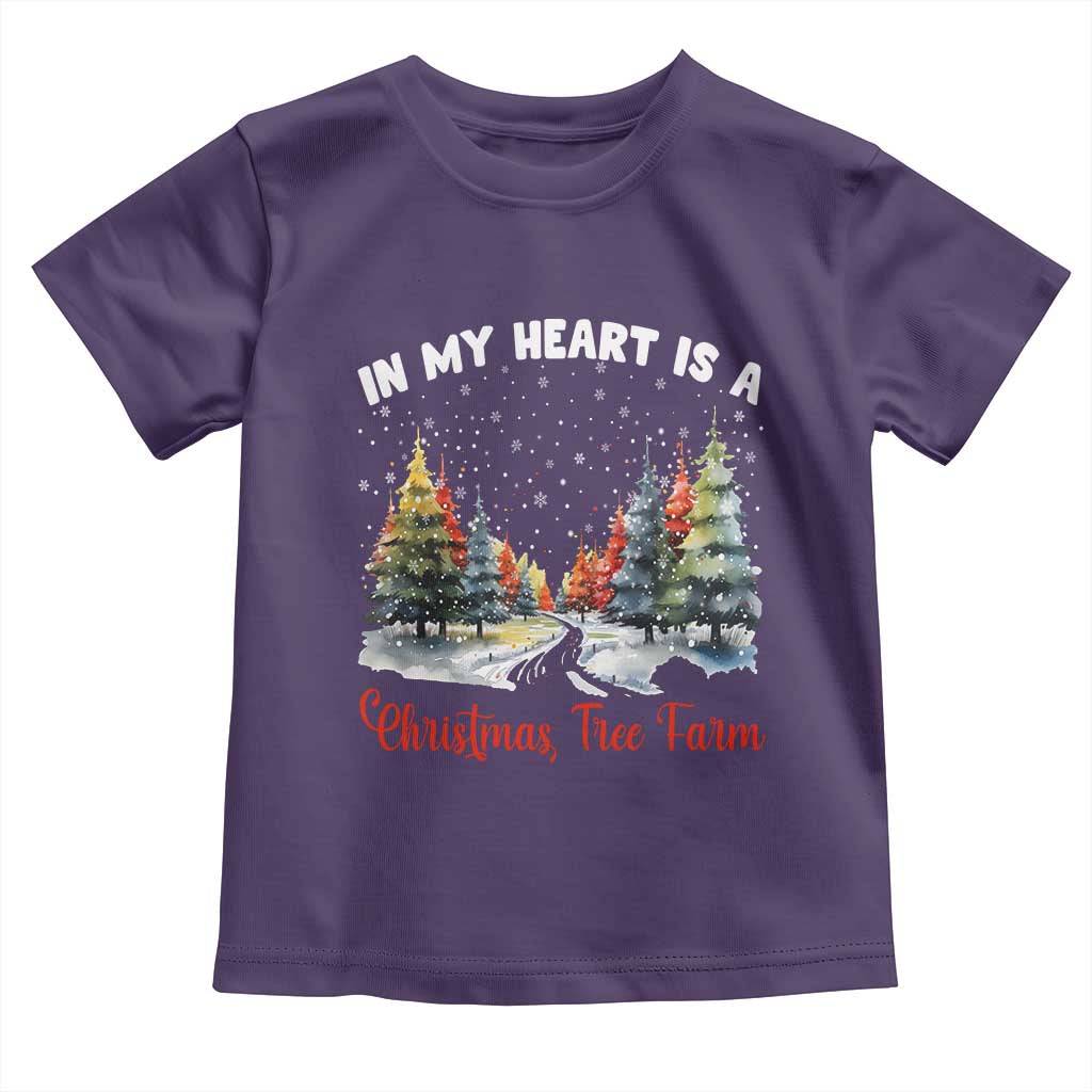 Funny Christmas Toddler T Shirt In My Heart Is A Xmas Tree Farm Retro Vintage Clothing TS02 Purple Print Your Wear