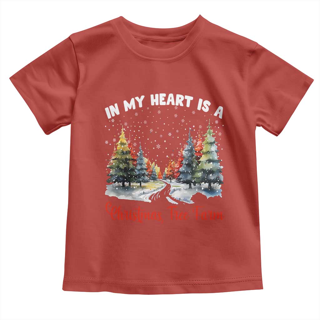 Funny Christmas Toddler T Shirt In My Heart Is A Xmas Tree Farm Retro Vintage Clothing TS02 Red Print Your Wear
