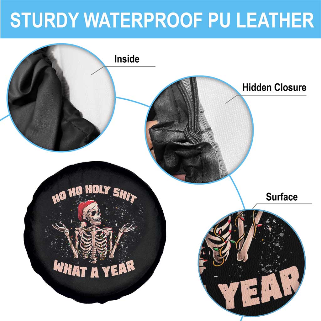 Skeleton Christmas Spare Tire Cover Ho Ho Holy Shit What A Year Retro Funny TS02 Print Your Wear