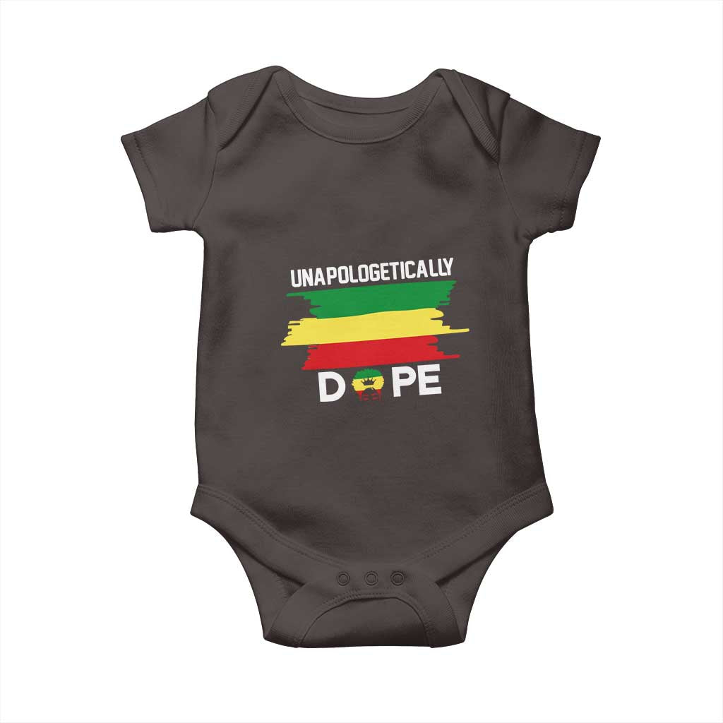 Black History Month Baby Onesie Unapologetically Dope Melanin Afro Black Pride TS02 Dark Chocolate Print Your Wear