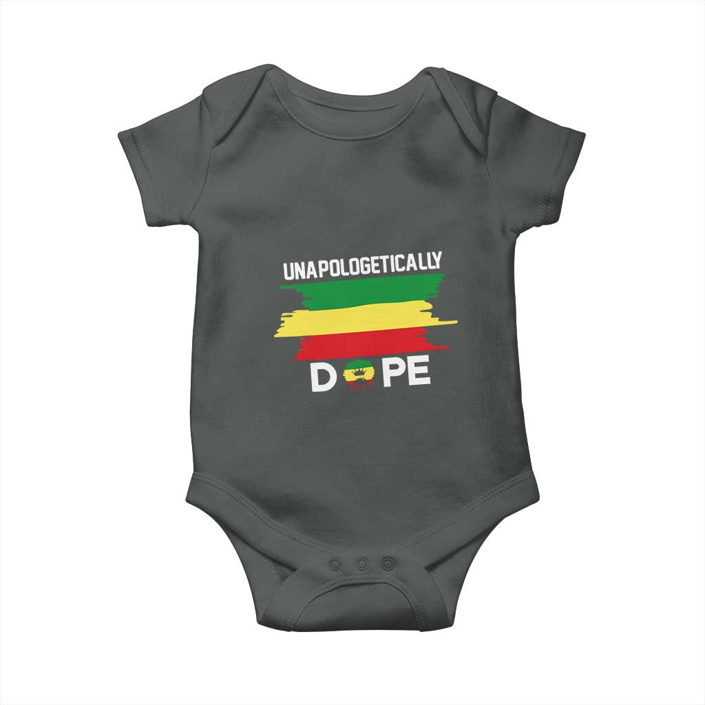 Black History Month Baby Onesie Unapologetically Dope Melanin Afro Black Pride TS02 Dark Heather Print Your Wear