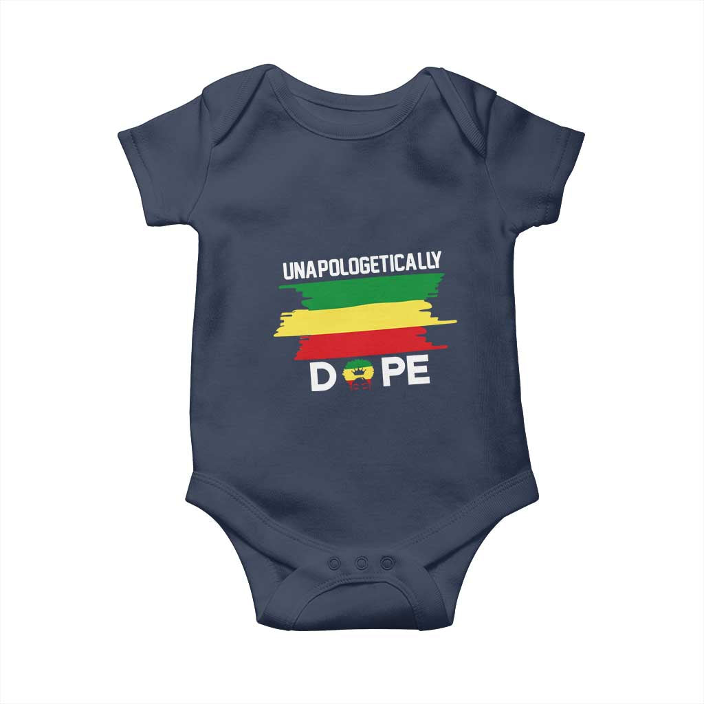 Black History Month Baby Onesie Unapologetically Dope Melanin Afro Black Pride TS02 Navy Print Your Wear