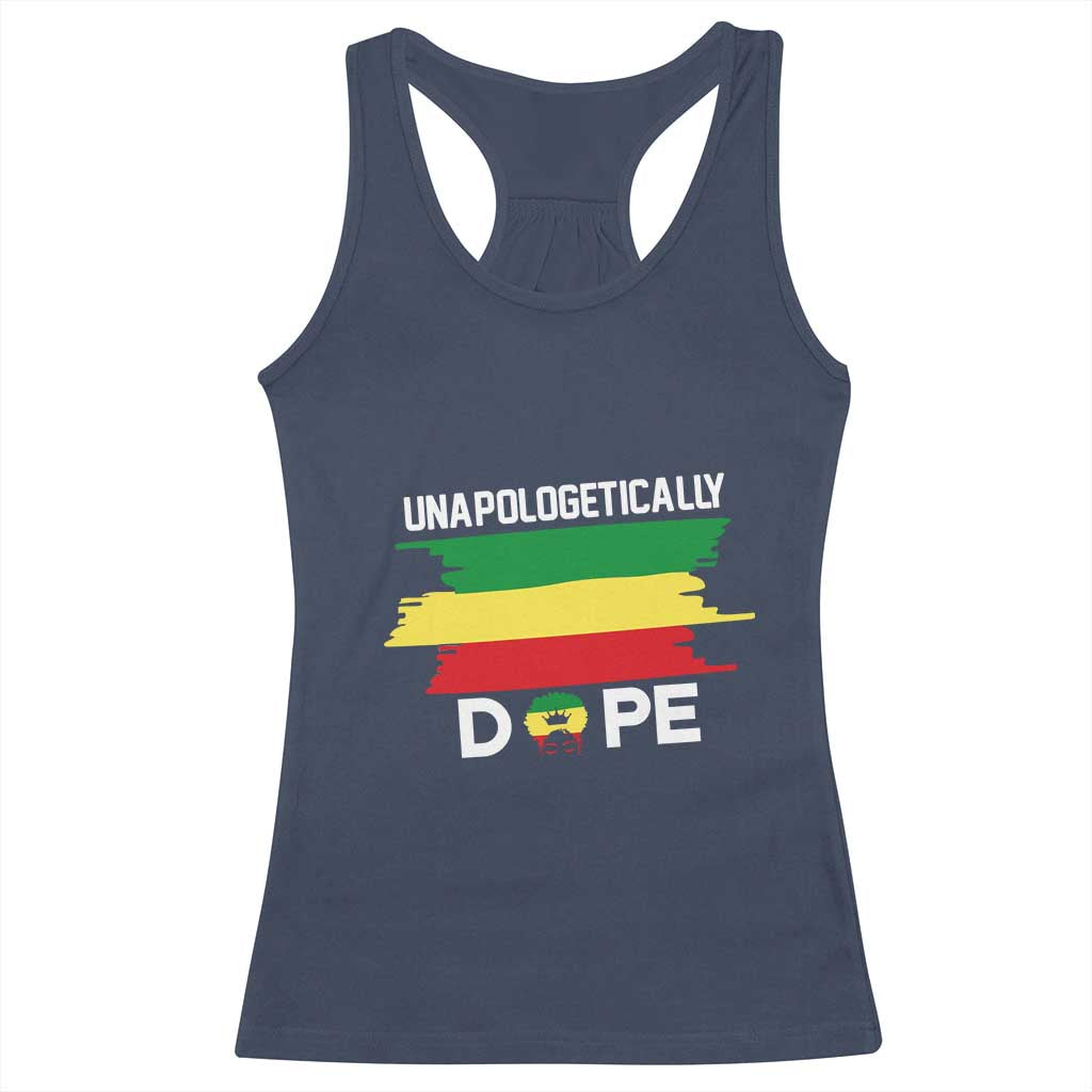 Black History Month Racerback Tank Top Unapologetically Dope Melanin Afro Black Pride TS02 Navy Print Your Wear