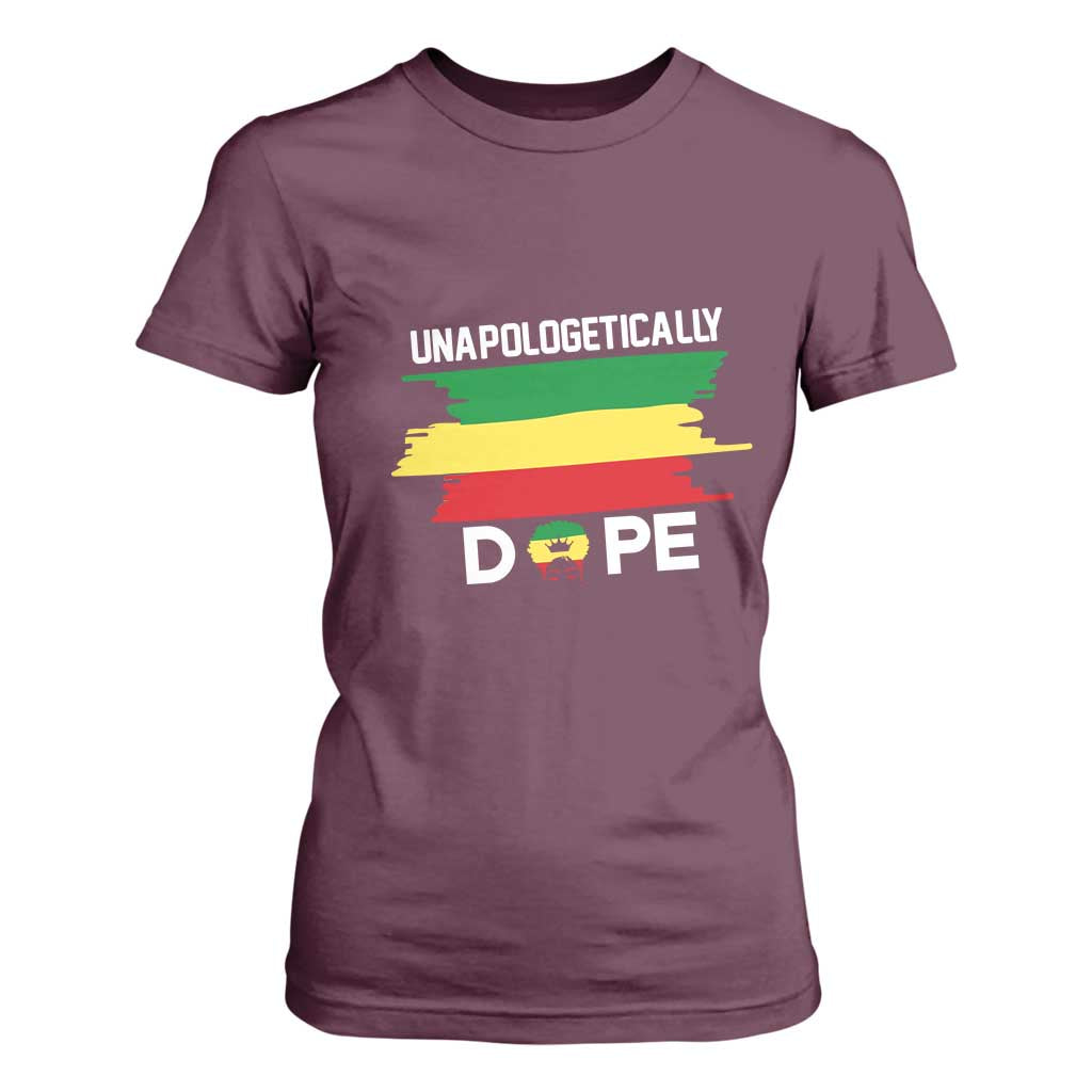 Black History Month T Shirt For Women Unapologetically Dope Melanin Afro Black Pride TS02 Maroon Print Your Wear