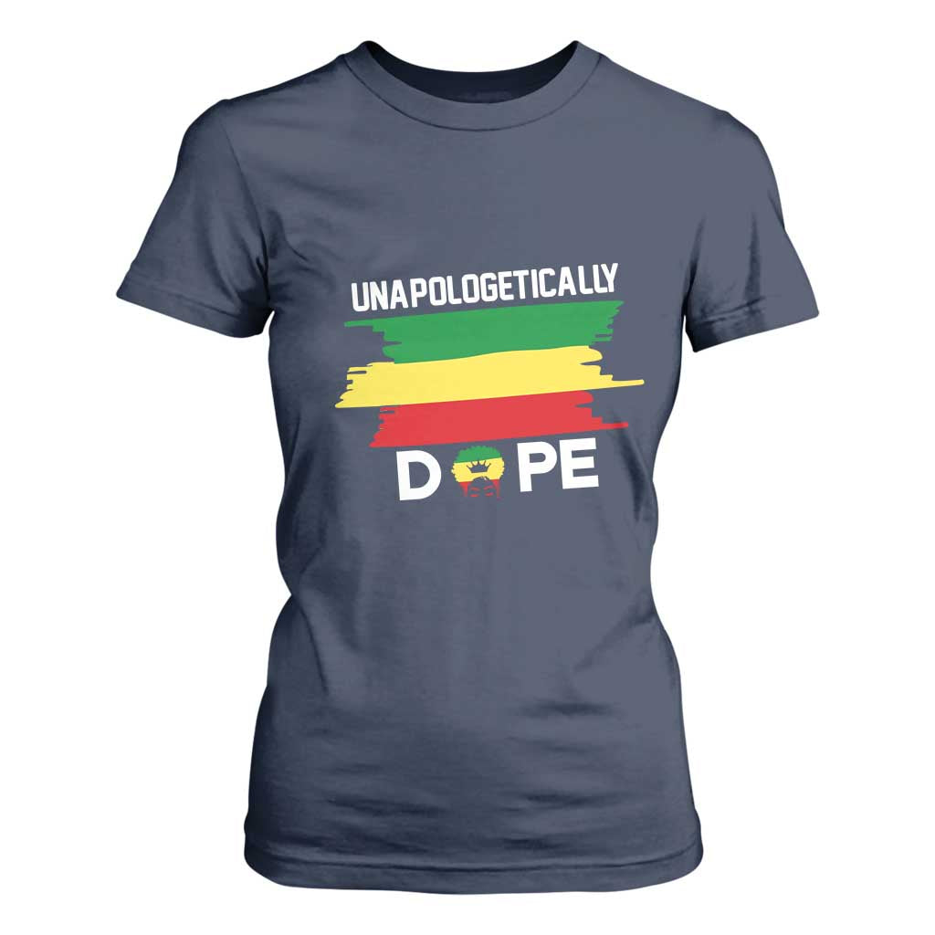 Black History Month T Shirt For Women Unapologetically Dope Melanin Afro Black Pride TS02 Navy Print Your Wear