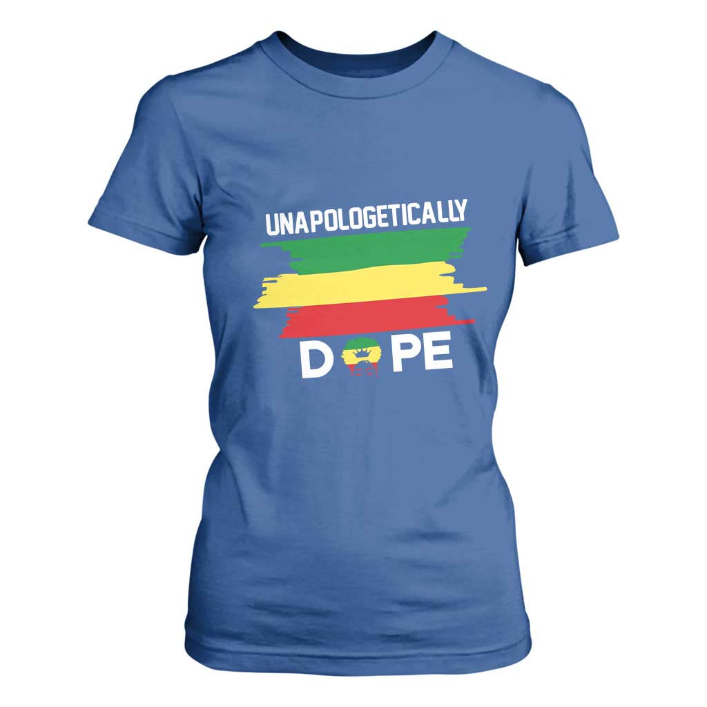 Black History Month T Shirt For Women Unapologetically Dope Melanin Afro Black Pride TS02 Royal Blue Print Your Wear