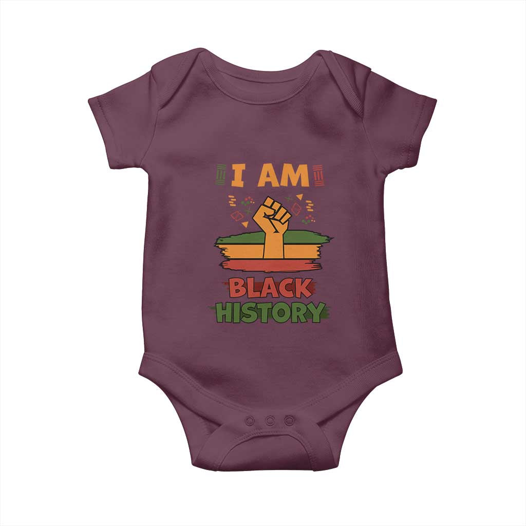 I Am Black History Baby Onesie African American Pride Celebration Month TS02 Maroon Print Your Wear