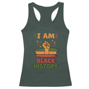 I Am Black History Racerback Tank Top African American Pride Celebration Month TS02 Dark Forest Green Print Your Wear