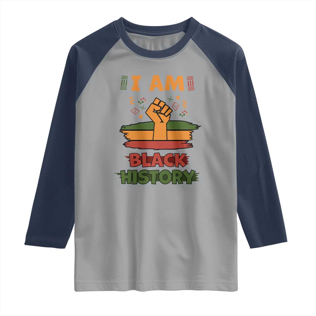 I Am Black History Raglan Shirt African American Pride Celebration Month TS02 Sport Gray Navy Print Your Wear