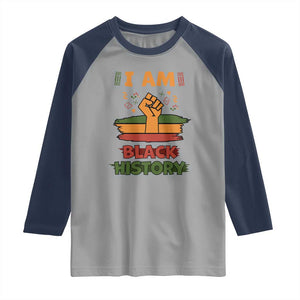 I Am Black History Raglan Shirt African American Pride Celebration Month TS02 Sport Gray Navy Print Your Wear