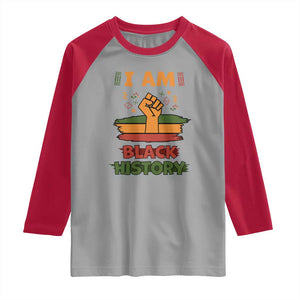 I Am Black History Raglan Shirt African American Pride Celebration Month TS02 Sport Gray Red Print Your Wear