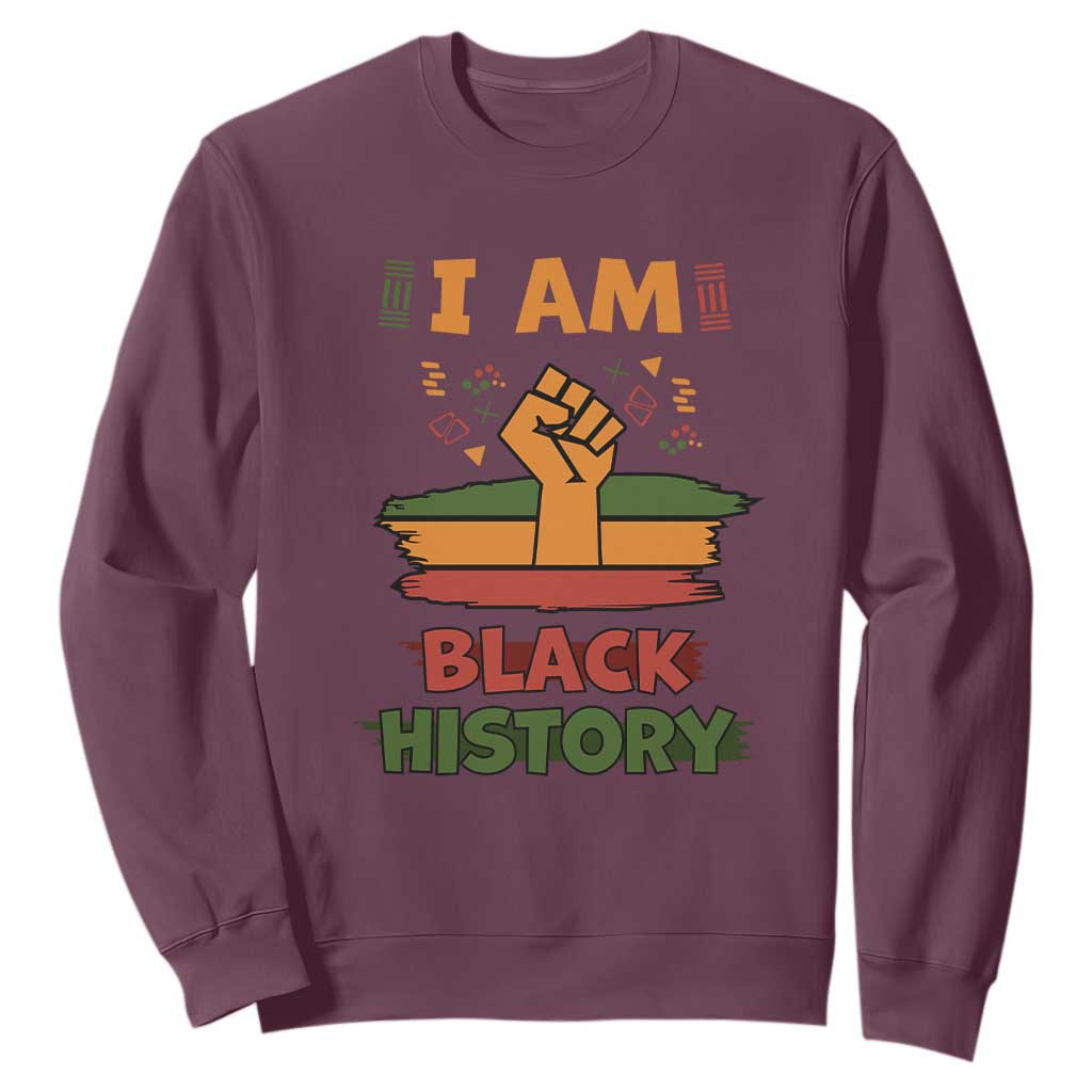I Am Black History Month Sweatshirt African American Pride Celebration TS02 Maroon Printyourwear