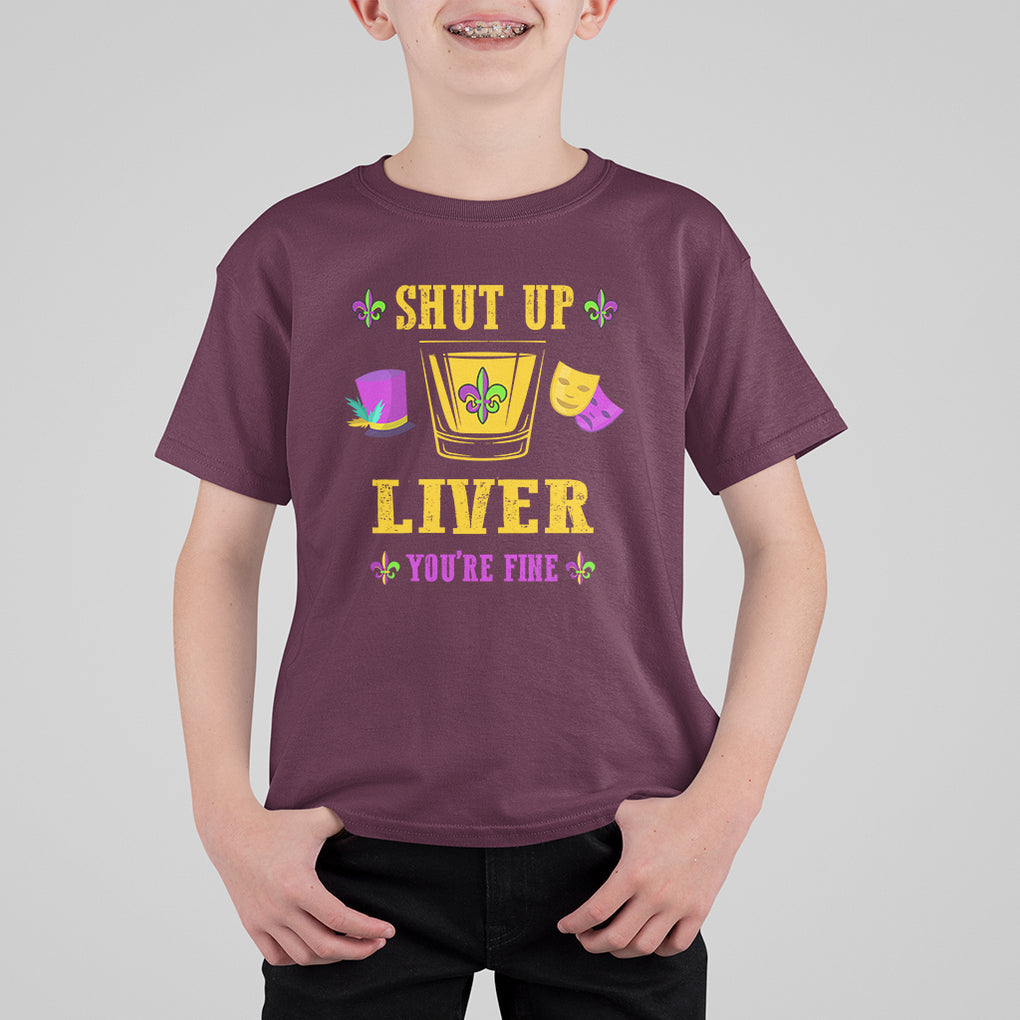Mardi Gras Skull T Shirt For Kid Let The Shenanigans Begin Mardi Gras Costume Mask TS02 Maroon Printyourwear