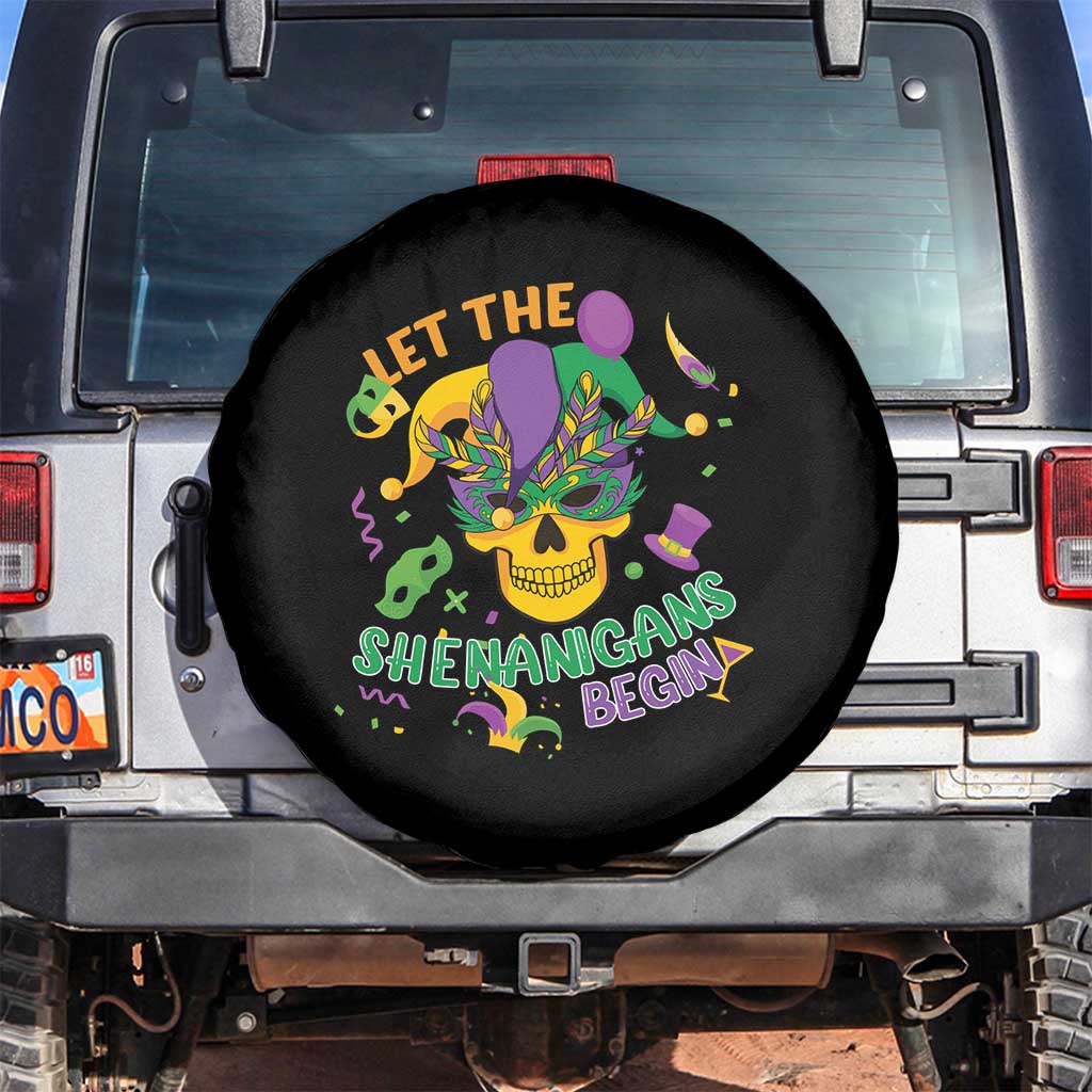 Mardi Gras Skull Spare Tire Cover Let The Shenanigans Begin Mardi Gras Costume Mask TS02 No hole Black Print Your Wear