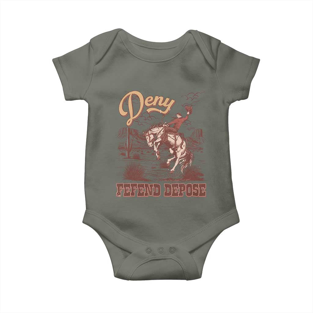 Western Cowboy Baby Onesie Deny Defend Depose TS02 Military Green Print Your Wear