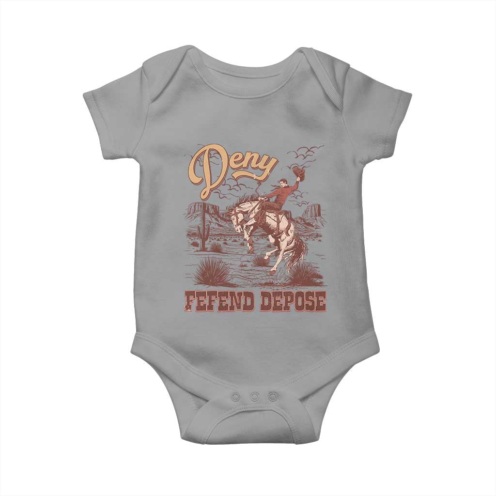 Western Cowboy Baby Onesie Deny Defend Depose TS02 Sport Gray Print Your Wear