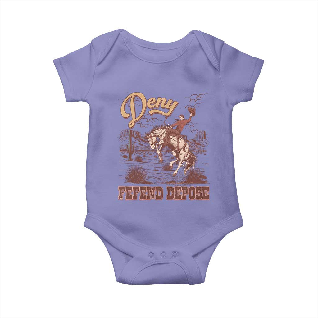 Western Cowboy Baby Onesie Deny Defend Depose TS02 Violet Print Your Wear