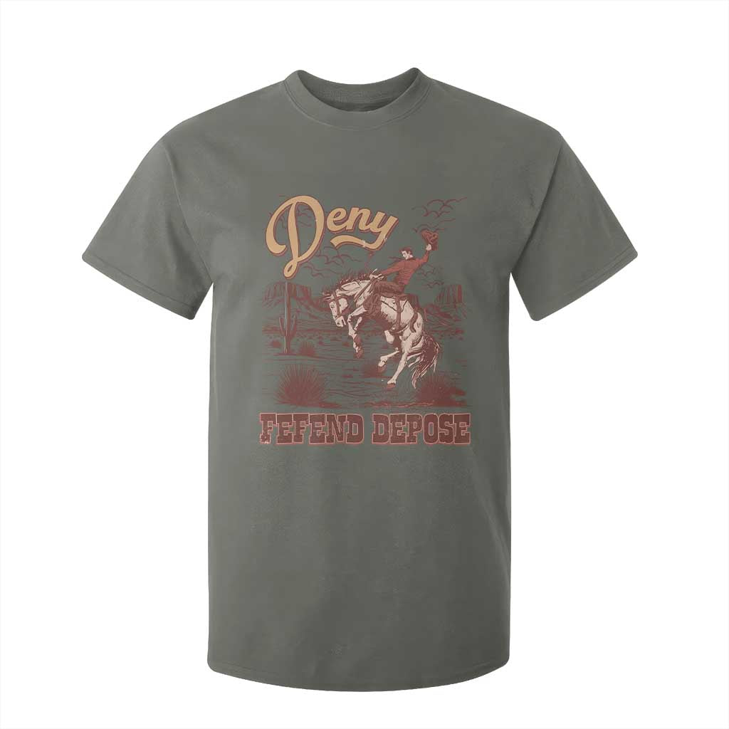 Western Cowboy T Shirt For Kid Deny Defend Depose TS02 Military Green Print Your Wear