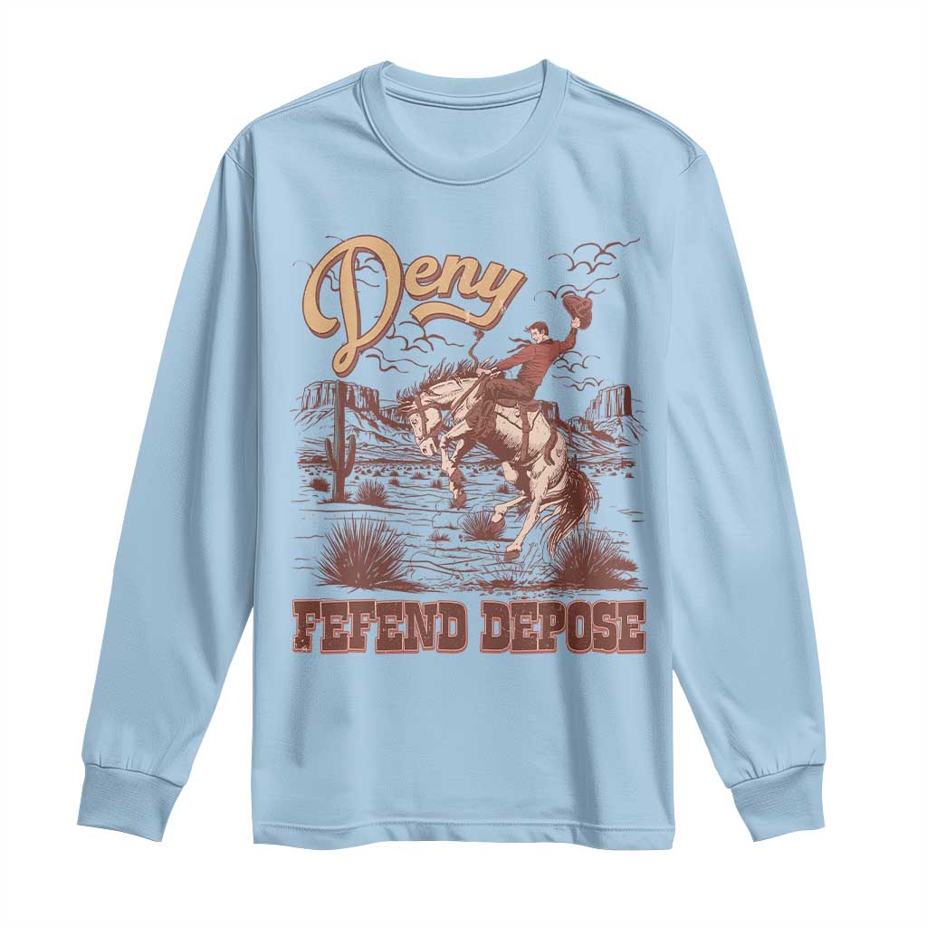 Western Cowboy Long Sleeve Shirt Deny Defend Depose TS02 Light Blue Print Your Wear