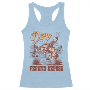 Western Cowboy Racerback Tank Top Deny Defend Depose TS02 Light Blue Print Your Wear