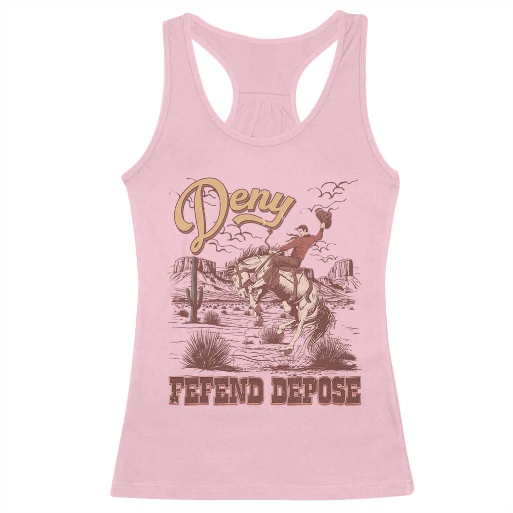 Western Cowboy Racerback Tank Top Deny Defend Depose TS02 Light Pink Print Your Wear