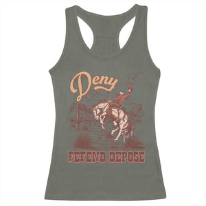 Western Cowboy Racerback Tank Top Deny Defend Depose TS02 Military Green Print Your Wear