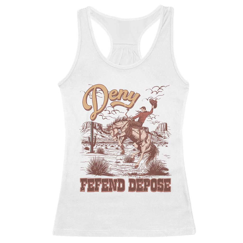 Western Cowboy Racerback Tank Top Deny Defend Depose TS02 White Print Your Wear
