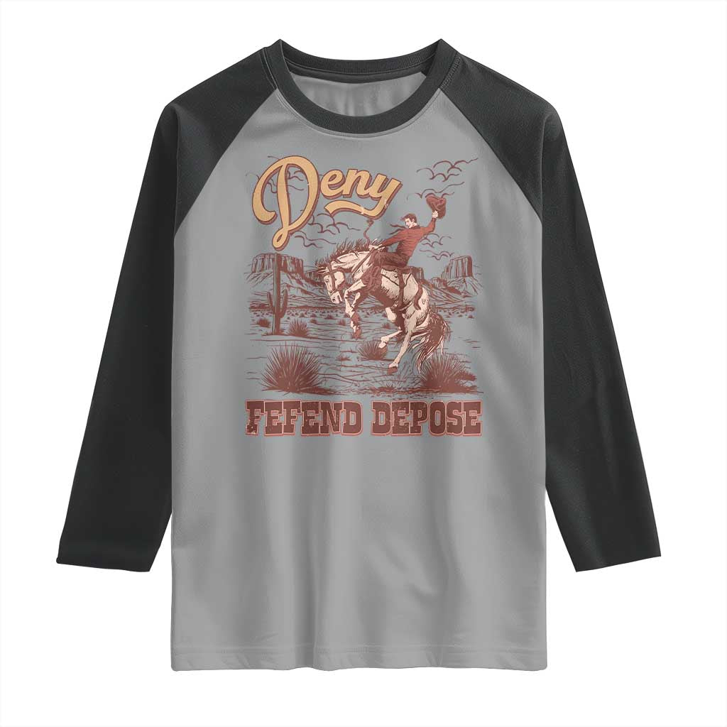 Western Cowboy Raglan Shirt Deny Defend Depose TS02 Sport Gray Black Print Your Wear