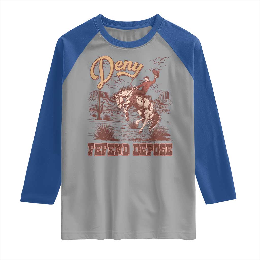 Western Cowboy Raglan Shirt Deny Defend Depose TS02 Sport Gray Royal Print Your Wear