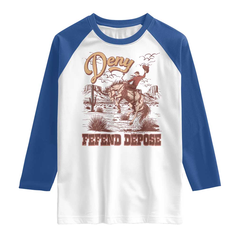 Western Cowboy Raglan Shirt Deny Defend Depose TS02 White Royal Print Your Wear