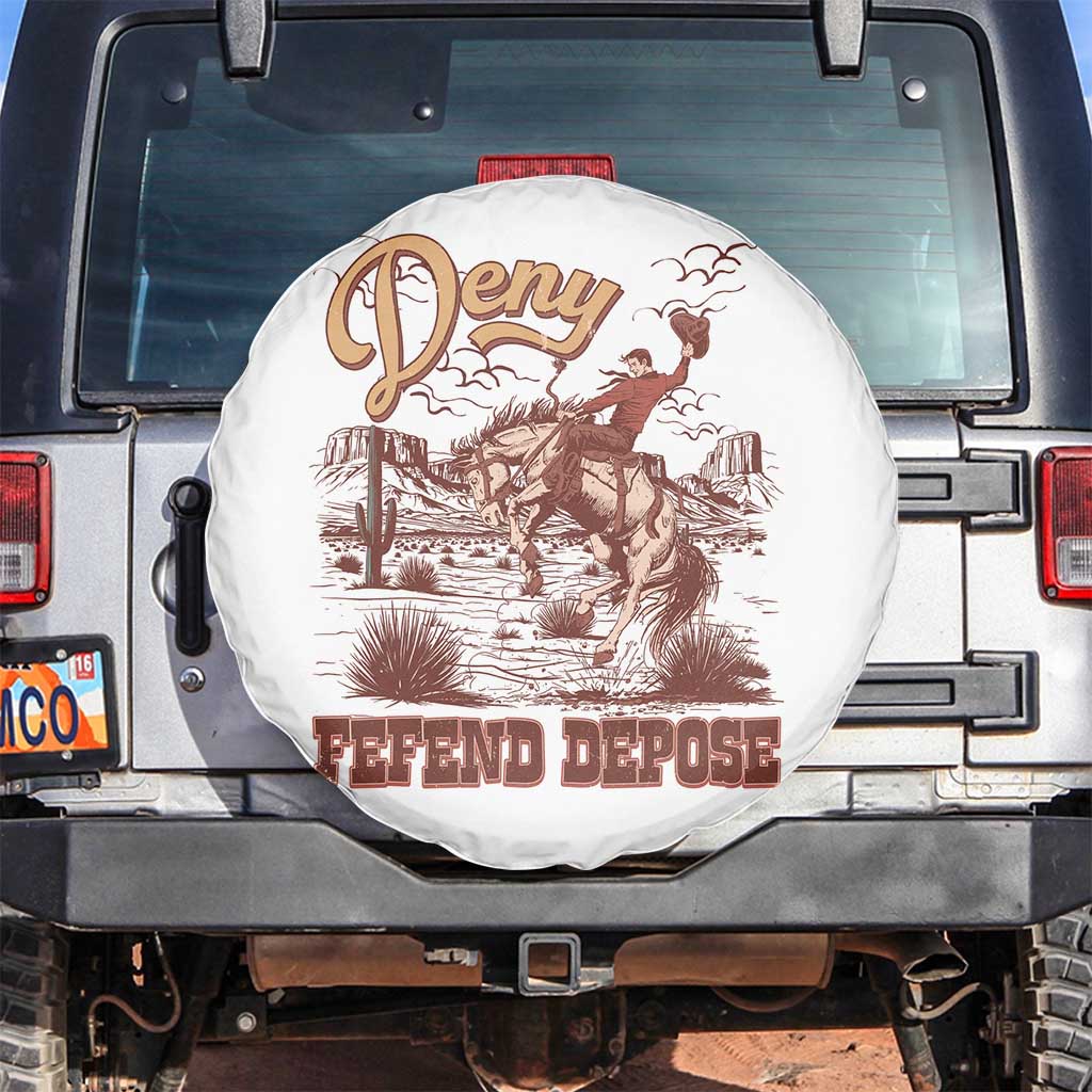 Western Cowboy Spare Tire Cover Deny Defend Depose TS02 No hole White Print Your Wear