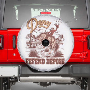 Western Cowboy Spare Tire Cover Deny Defend Depose TS02 White Print Your Wear