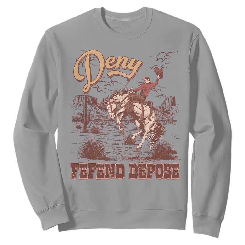 Western Cowboy Sweatshirt Deny Defend Depose TS02 Sport Gray Print Your Wear