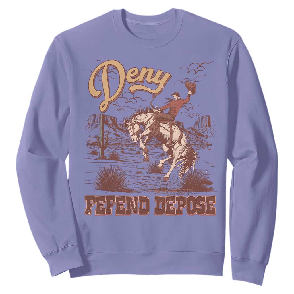 Western Cowboy Sweatshirt Deny Defend Depose TS02 Violet Print Your Wear