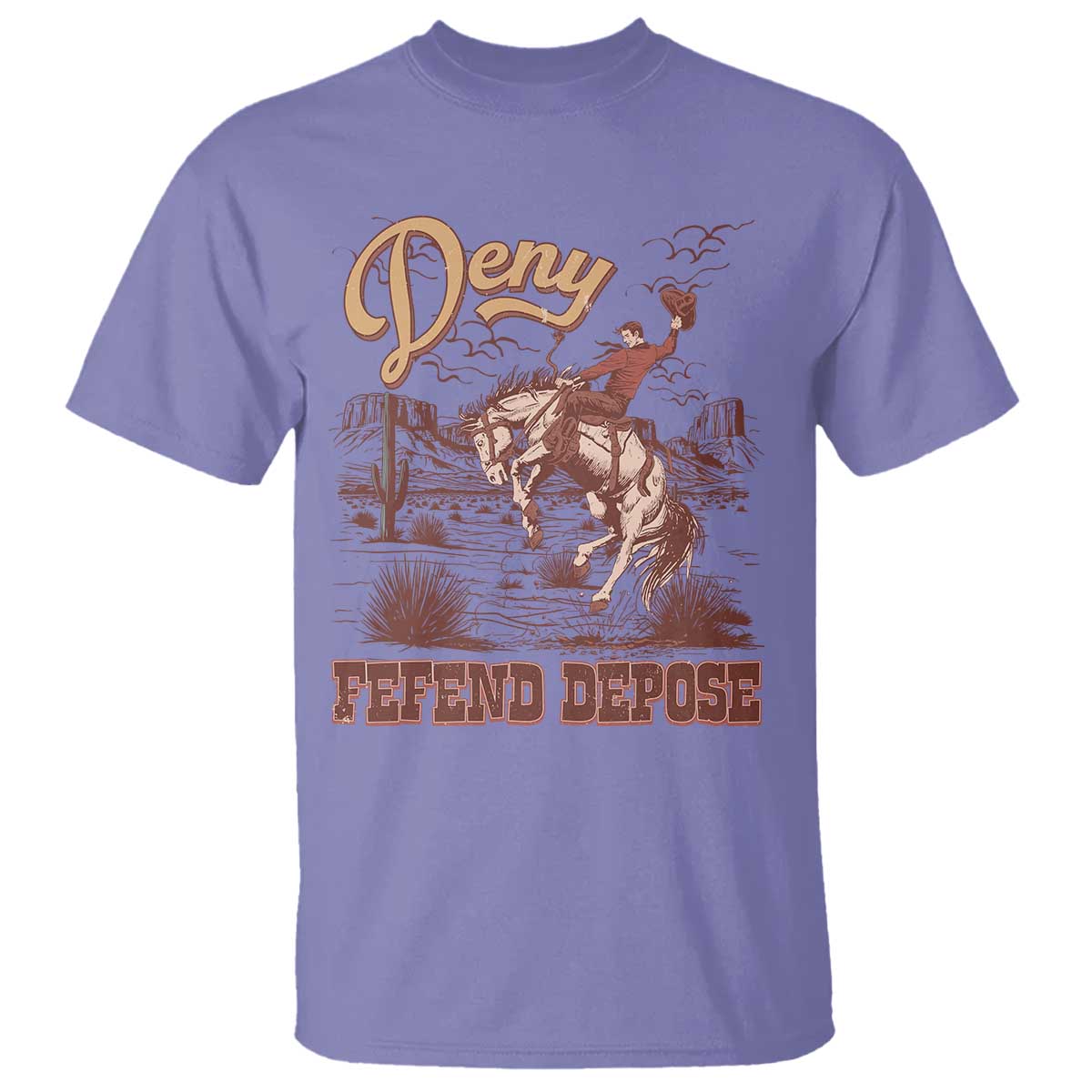 Western Cowboy T Shirt Deny Defend Depose TS02 Violet Print Your Wear