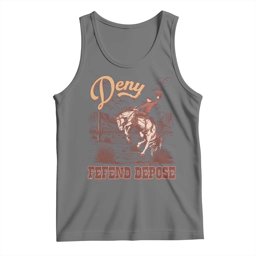 Western Cowboy Tank Top Deny Defend Depose TS02 Black Heather Print Your Wear