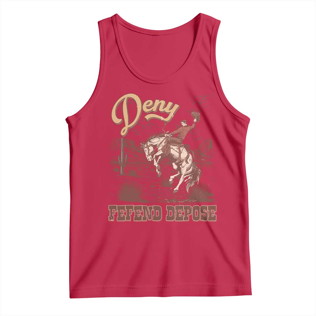 Western Cowboy Tank Top Deny Defend Depose TS02 Red Print Your Wear