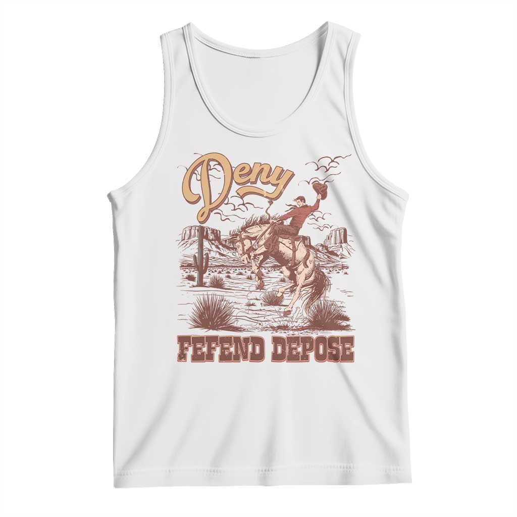 Western Cowboy Tank Top Deny Defend Depose TS02 White Print Your Wear