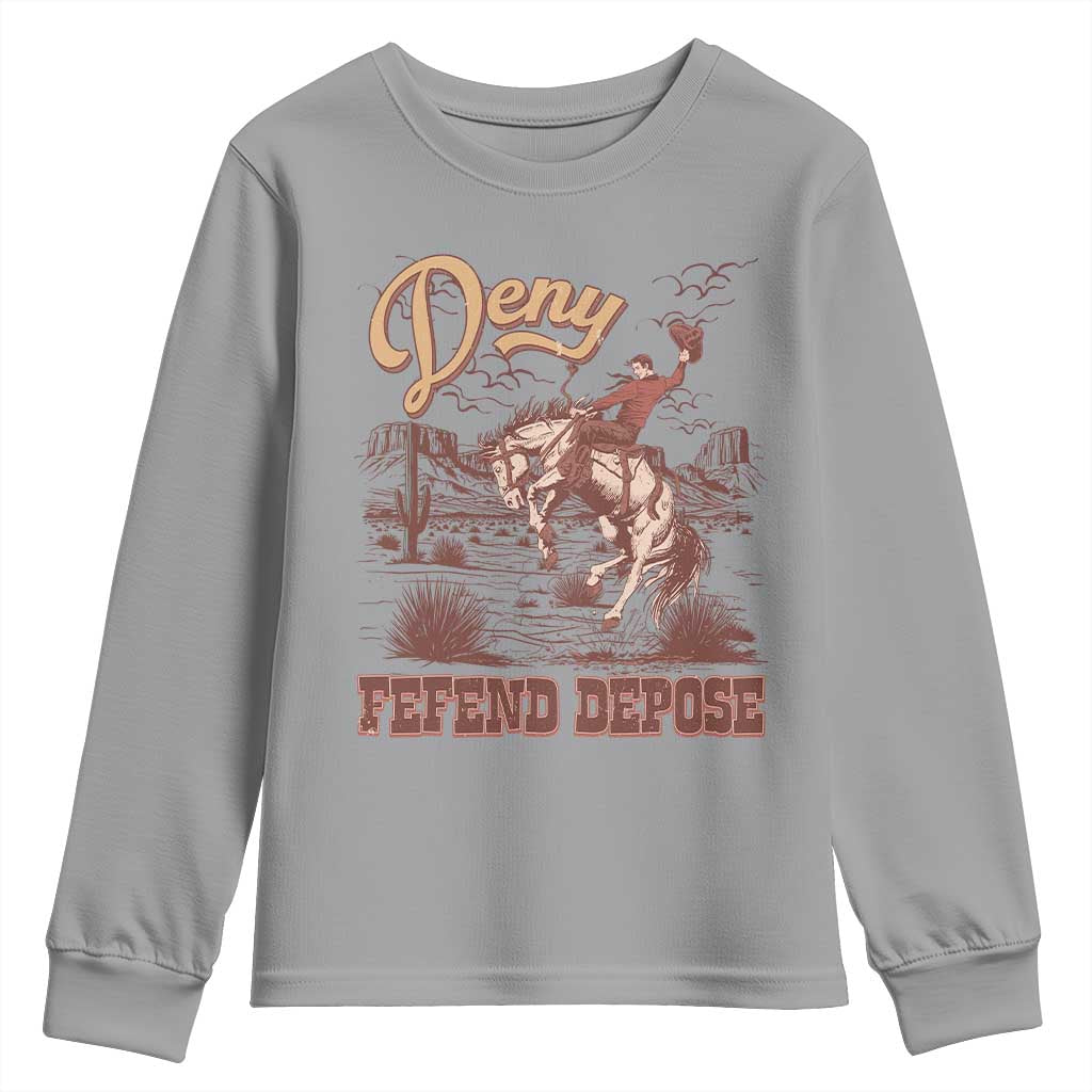 Western Cowboy Youth Sweatshirt Deny Defend Depose TS02 Sport Gray Print Your Wear