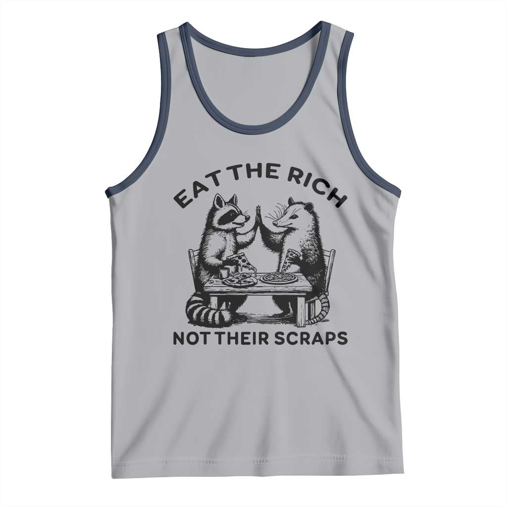 Funny Raccoon Possum Meme Tank Top Eat The Rich Not Their Scraps Sarcasm Retro Minimalist TS02 Athletic Heather Navy Print Your Wear