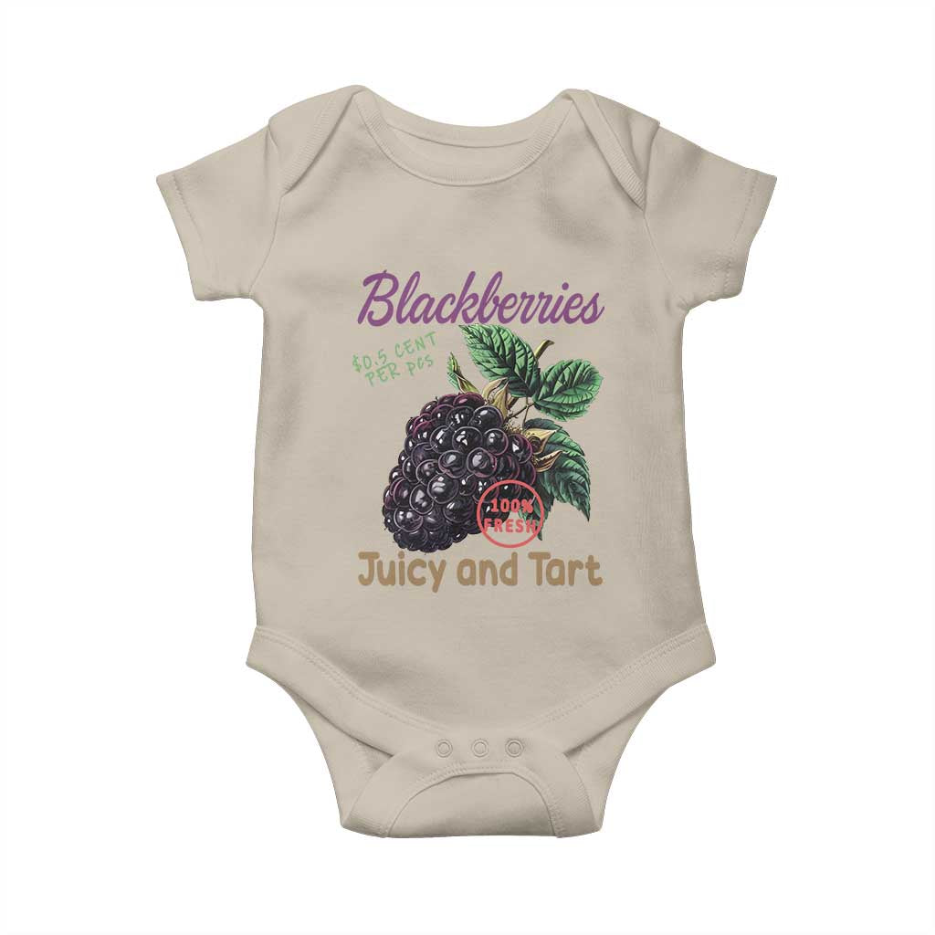 Fresh Juicy Blackberries Baby Onesie Retro Vintage Backberry Farmers Market TS02 Sand Print Your Wear