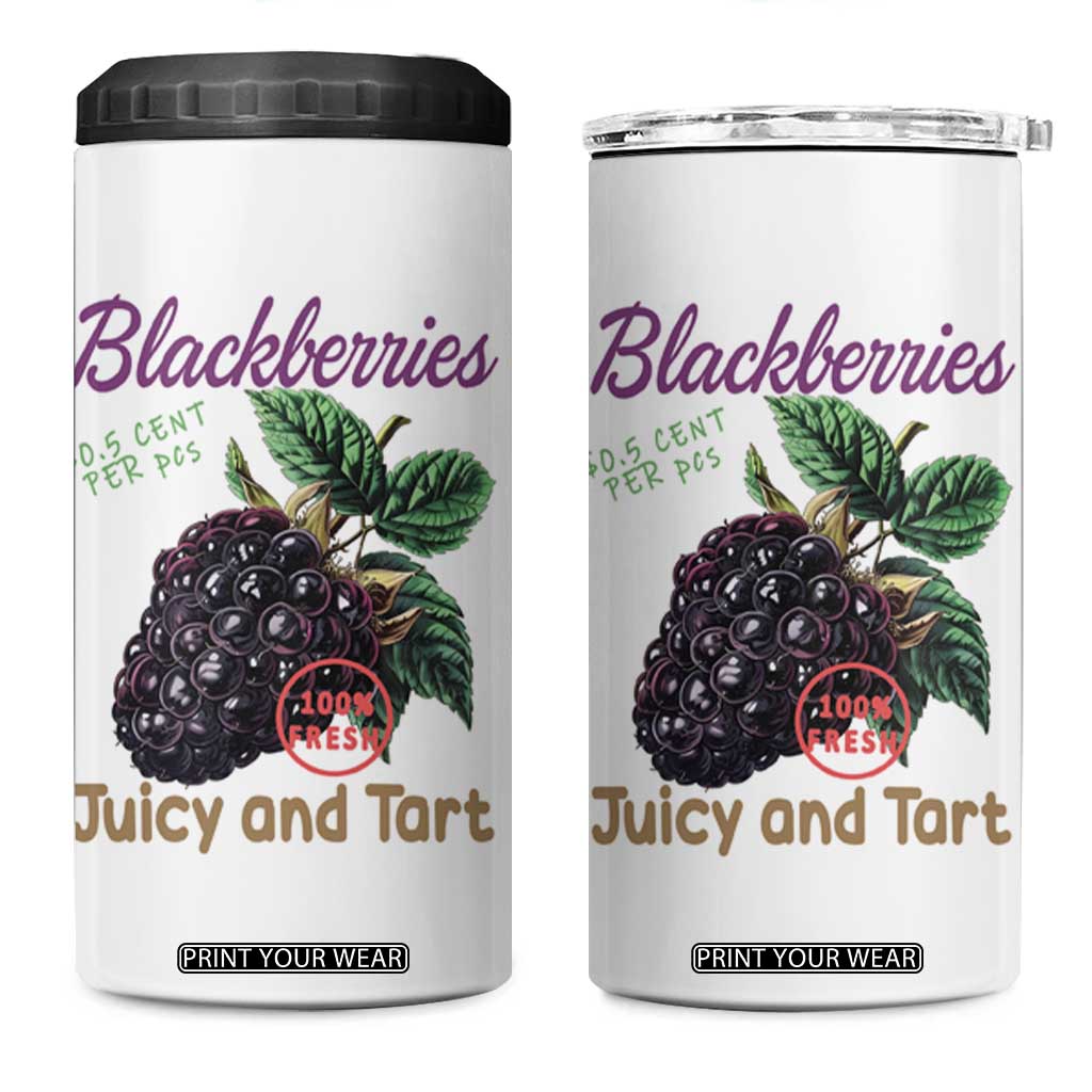 Fresh Juicy Blackberries 4 in 1 Can Cooler Tumbler Retro Vintage Backberry Farmers Market TS02 One Size: 16 oz White Print Your Wear