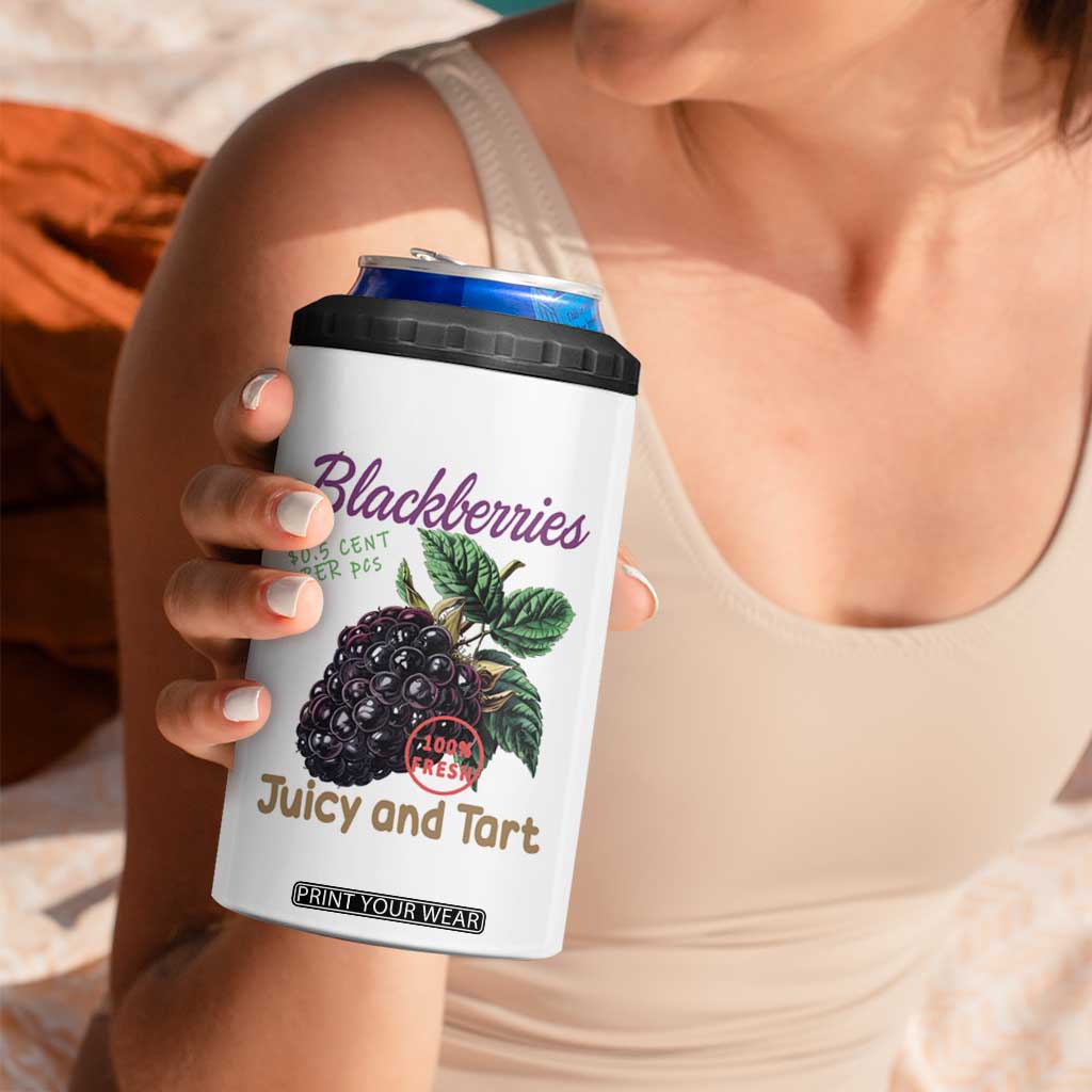 Fresh Juicy Blackberries 4 in 1 Can Cooler Tumbler Retro Vintage Backberry Farmers Market TS02 Print Your Wear