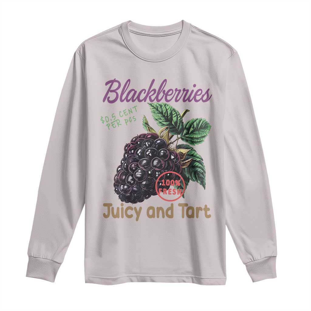 Fresh Juicy Blackberries Long Sleeve Shirt Retro Vintage Backberry Farmers Market TS02 Ice Gray Print Your Wear