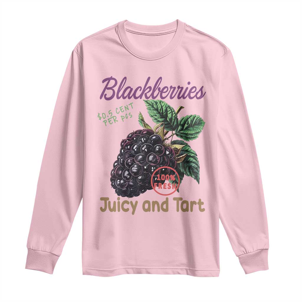 Fresh Juicy Blackberries Long Sleeve Shirt Retro Vintage Backberry Farmers Market TS02 Light Pink Print Your Wear