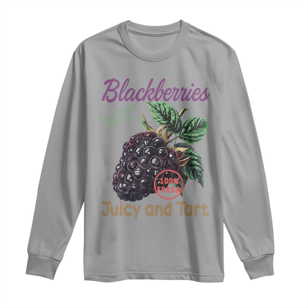 Fresh Juicy Blackberries Long Sleeve Shirt Retro Vintage Backberry Farmers Market TS02 Sport Gray Print Your Wear