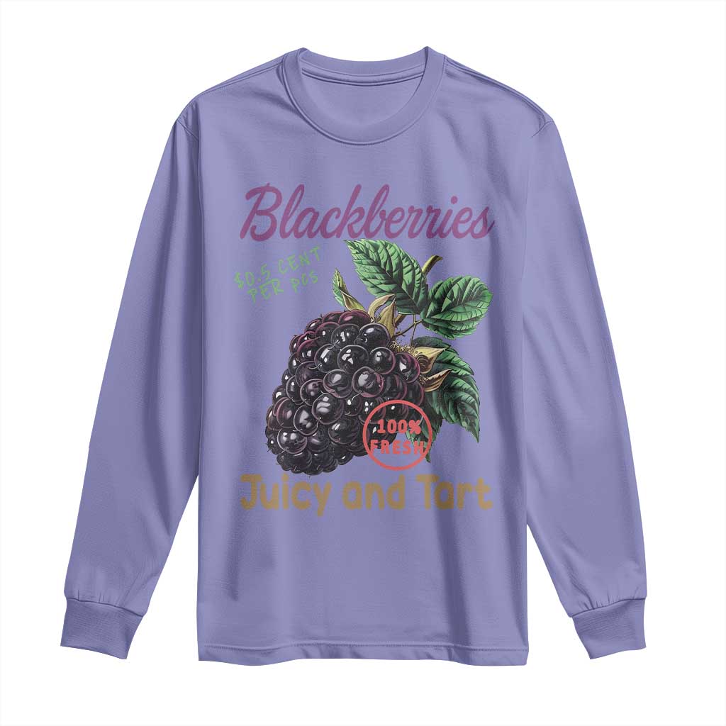 Fresh Juicy Blackberries Long Sleeve Shirt Retro Vintage Backberry Farmers Market TS02 Violet Print Your Wear