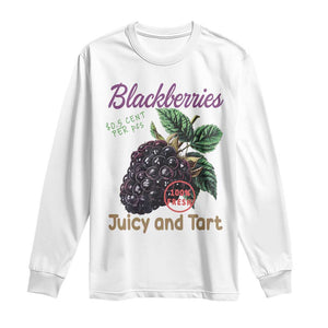 Fresh Juicy Blackberries Long Sleeve Shirt Retro Vintage Backberry Farmers Market TS02 White Print Your Wear