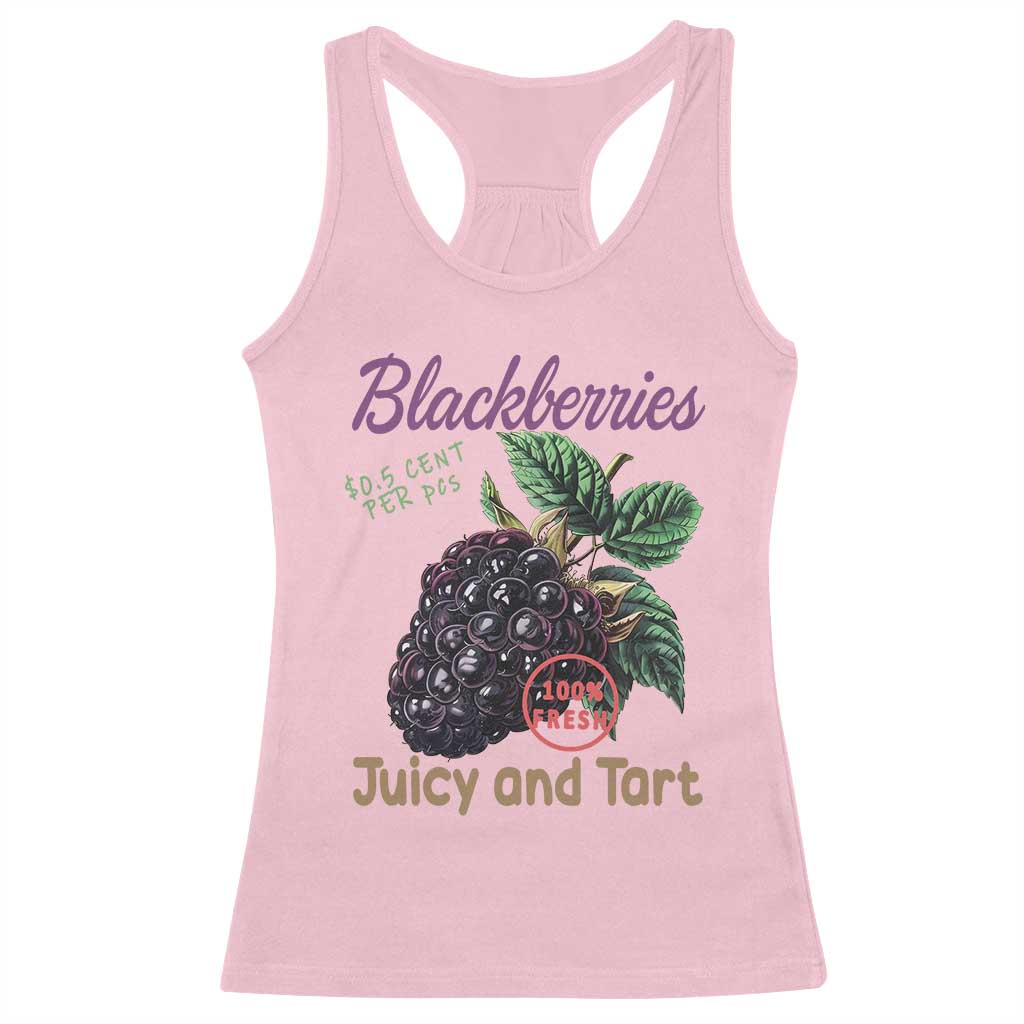 Fresh Juicy Blackberries Racerback Tank Top Retro Vintage Backberry Farmers Market TS02 Light Pink Print Your Wear