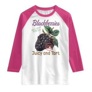 Fresh Juicy Blackberries Raglan Shirt Retro Vintage Backberry Farmers Market TS02 White Heliconia Print Your Wear
